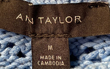 Load image into Gallery viewer, Ann Taylor Womens Blue Crochet Short Sleeve Crew Neck Pullover Sweater Size M
