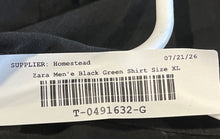Load image into Gallery viewer, Zara Mens Black Green Spread Collar Short Sleeve Button-Up Shirt Size XL
