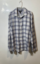 Load image into Gallery viewer, Calvin Klein Mens White Blue Plaid Long Sleeve Collared Button-Up Shirt Size L
