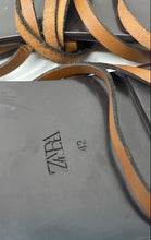 Load image into Gallery viewer, Zara Womens Brown Leather Open Toe Ankle Tie Gladiator Sandals Size 42
