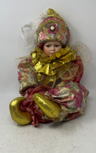 Load image into Gallery viewer, Vintage Hand-Painted Bisque Porcelain Jester Doll With Costume
