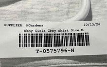 Load image into Gallery viewer, DKNY Girls Gray Heart Print Short Sleeve Crew Neck Pullover T-Shirt Size M 8-10
