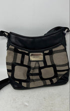Load image into Gallery viewer, Nine West Womens Gray Black Geometric Faux Leather Trim Zip Top Crossbody Bag
