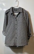 Load image into Gallery viewer, Karl Lagerfeld Womens Black White Geometric Long Sleeve Button-Up Shirt Size XL
