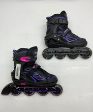 Load image into Gallery viewer, 2PM Sports Girls Black Purple 76 mm Adjustable Inline Skates Size 4Y-7Y
