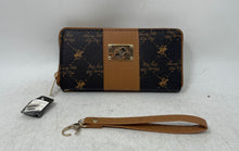 Load image into Gallery viewer, Beverly Hills Polo Club Womens Beige Brown Leather Zip-Around Wallet With Tags
