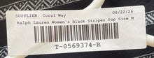 Load image into Gallery viewer, Lauren Ralph Lauren Womens Black White Striped Long Sleeve Blouse Top Size M
