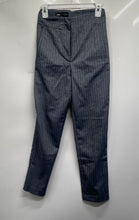 Load image into Gallery viewer, Zara Womens Gray Striped Flat Front High Rise Straight Leg Dress Pants Size XS
