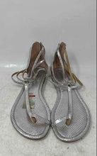 Load image into Gallery viewer, Michael Kors Womens Camille Silver Snakeskin Flat Strappy Sandals Size 11 M

