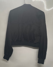 Load image into Gallery viewer, Zara Womens Black Long Sleeve Pockets Full-Zip Cropped Bomber Jacket Size Small
