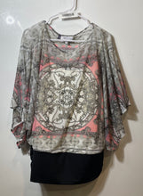 Load image into Gallery viewer, Jennifer Lopez Womens Multicolor Paisley Round Neck Banded Hem Blouse Top Size L
