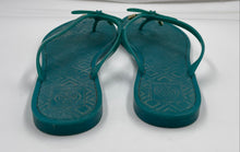 Load image into Gallery viewer, Authentic Tory Burch Womens Green Open Toe Flat Thong Sandals Size 9 Worn
