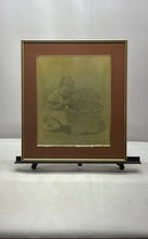 Load image into Gallery viewer, Young Child Crouching Beside A Basket By Omar Gordillo Signed Framed Print
