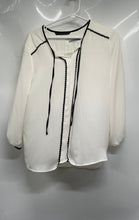 Load image into Gallery viewer, Zara Basic Womens White Long Sleeve Tie Neck Casual Blouse Top Size Medium
