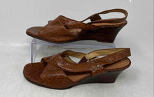 Load image into Gallery viewer, Maximiliano Womens Brown Leather Open Toe Wedge Heel Slingback Sandals Size 9
