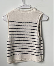 Load image into Gallery viewer, Zara Womens Beige Black Striped Cotton Knitted Blouse Top Size Small

