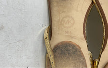 Load image into Gallery viewer, Michael Kors Womens Kristen Gold-Tone Snakeskin Embossed Thong Sandals Size 8.5M
