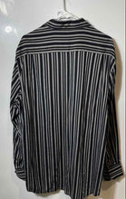 Load image into Gallery viewer, Claiborne Mens Black Gray Striped Long Sleeve Button-Up Shirt Size Large

