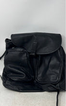 Load image into Gallery viewer, Unbranded Womens Black Leather Adjustable Strap Front Pocket Drawstring Backpack
