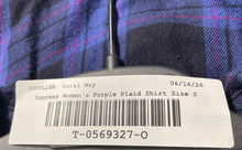 Load image into Gallery viewer, Express Womens Purple Plaid Long Sleeve Collared Pockets Button-Up Shirt Size S
