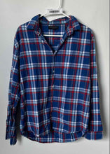 Load image into Gallery viewer, Aeropostale Mens Blue Red Plaid Spread Collar Long Sleeve Button-Up Shirt Size L
