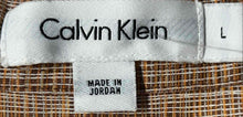 Load image into Gallery viewer, Calvin Klein Mens Brown Printed Cotton Short Sleeve Button-Up Shirt Size Large
