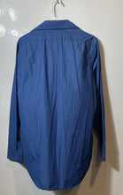 Load image into Gallery viewer, Calvin Klein Mens Blue Striped Cotton Long Sleeve Slim Fit Dress Shirt Size 15
