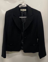 Load image into Gallery viewer, Tahari Womens Black Long Sleeve Collared Pockets Three Button Blazer 4
