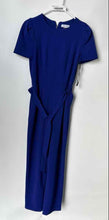 Load image into Gallery viewer, Calvin Klein Womens Blue Short Sleeve Belted Back Zip One-Piece Jumpsuit Size 6
