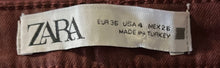 Load image into Gallery viewer, Zara Womens Red Waxed Denim Dark Wash Five-Pocket Design Straight Leg Jeans Sz 4
