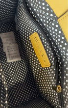 Load image into Gallery viewer, Olivia &amp; Kate Womens Yellow Design Print Faux Leather Satchel Handbag With Tag
