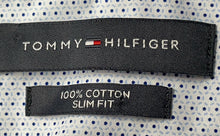 Load image into Gallery viewer, Tommy Hilfiger Mens Blue Printed Cotton Slim Fit Spread Collar Dress Shirt Sz M
