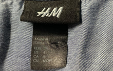 Load image into Gallery viewer, H&amp;M Womens Blue Denim Ruffle Sleeveless Pockets Tie Waist Wrap Dress Size 4
