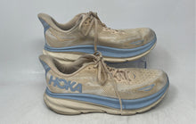 Load image into Gallery viewer, Hoka One One Womens Clifton 9 Beige Blue Low Top Lace-Up Sneaker Shoes Size 9B
