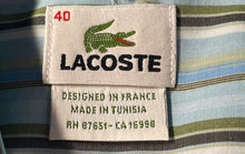 Load image into Gallery viewer, Lacoste Mens Multicolor Striped Cotton Collared Long Sleeve Dress Shirt Size 40
