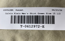Load image into Gallery viewer, Calvin Klein Mens Green Long Sleeve Collared Regular Fit Dress Shirt Size 15.5
