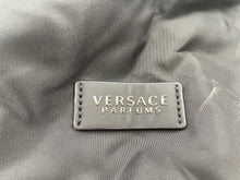 Load image into Gallery viewer, Versace Parfums Womens Black Gold Double Strap Folding Tote Handbag Stained

