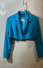 Load image into Gallery viewer, Forever 21 Womens Blue Long Sleeve Open Front Cropped Blazer Jacket Size Medium
