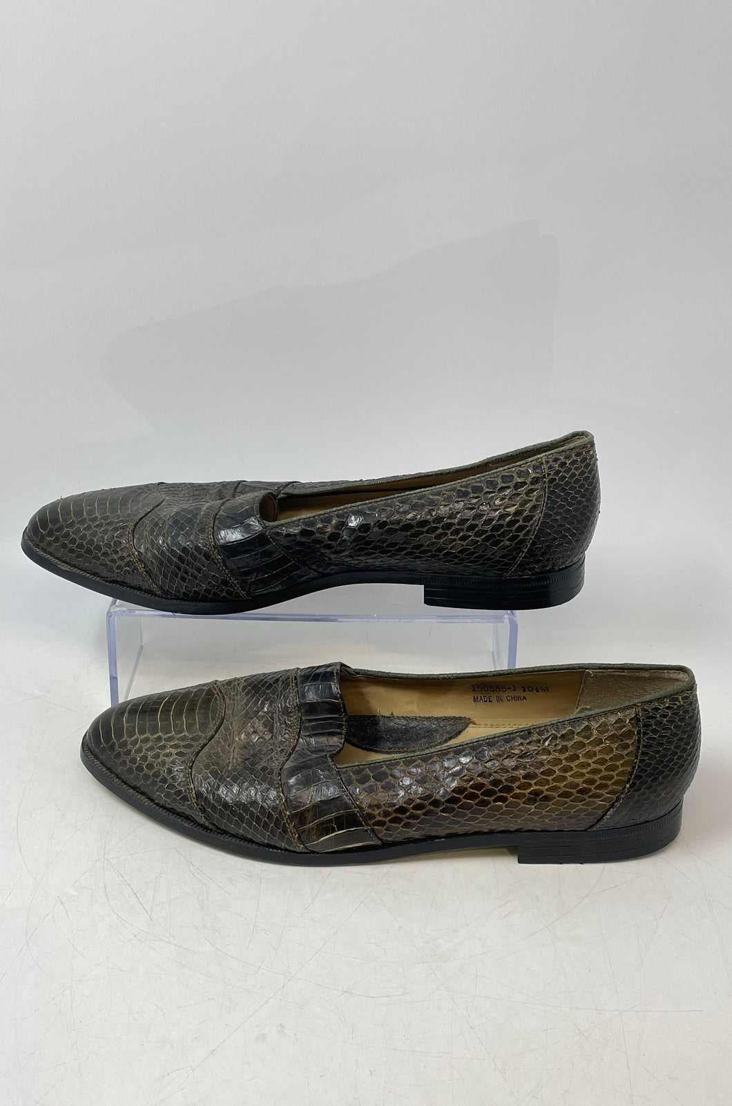 Giorgio Brutini Mens Black Leather Snakeskin Slip-On Loafers Shoes Size 10 1/2M