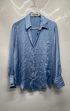 Load image into Gallery viewer, Zara Womens Blue Long Sleeve Regular Fit Collared Button-Up Shirt Size S
