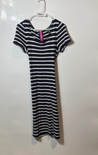 Load image into Gallery viewer, Lauren Ralph Lauren Womens Dark Blue White Striped Belted Sheath Dress Size M
