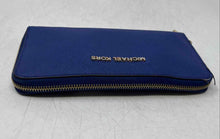 Load image into Gallery viewer, Michael Kors Womens Blue Saffiano Leather Inner Divider Zip-Around Wallet
