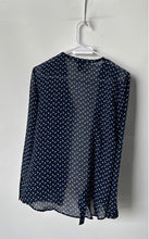 Load image into Gallery viewer, Ann Taylor Womens Blue Printed Sheer Long Sleeve Blouse Top Size Small

