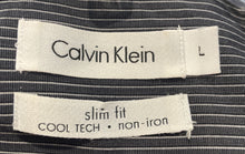 Load image into Gallery viewer, Calvin Klein Mens Black White Striped Print Slim Fit Button-Up Shirt Size L
