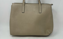 Load image into Gallery viewer, Andrea Cardone Womens Beige Leather Turnlock Front Pocket Zip Top Tote Purse
