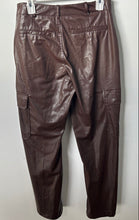 Load image into Gallery viewer, Zara Womens Brown Faux Leather Flat Front Straight Leg Cargo Pants Size Small
