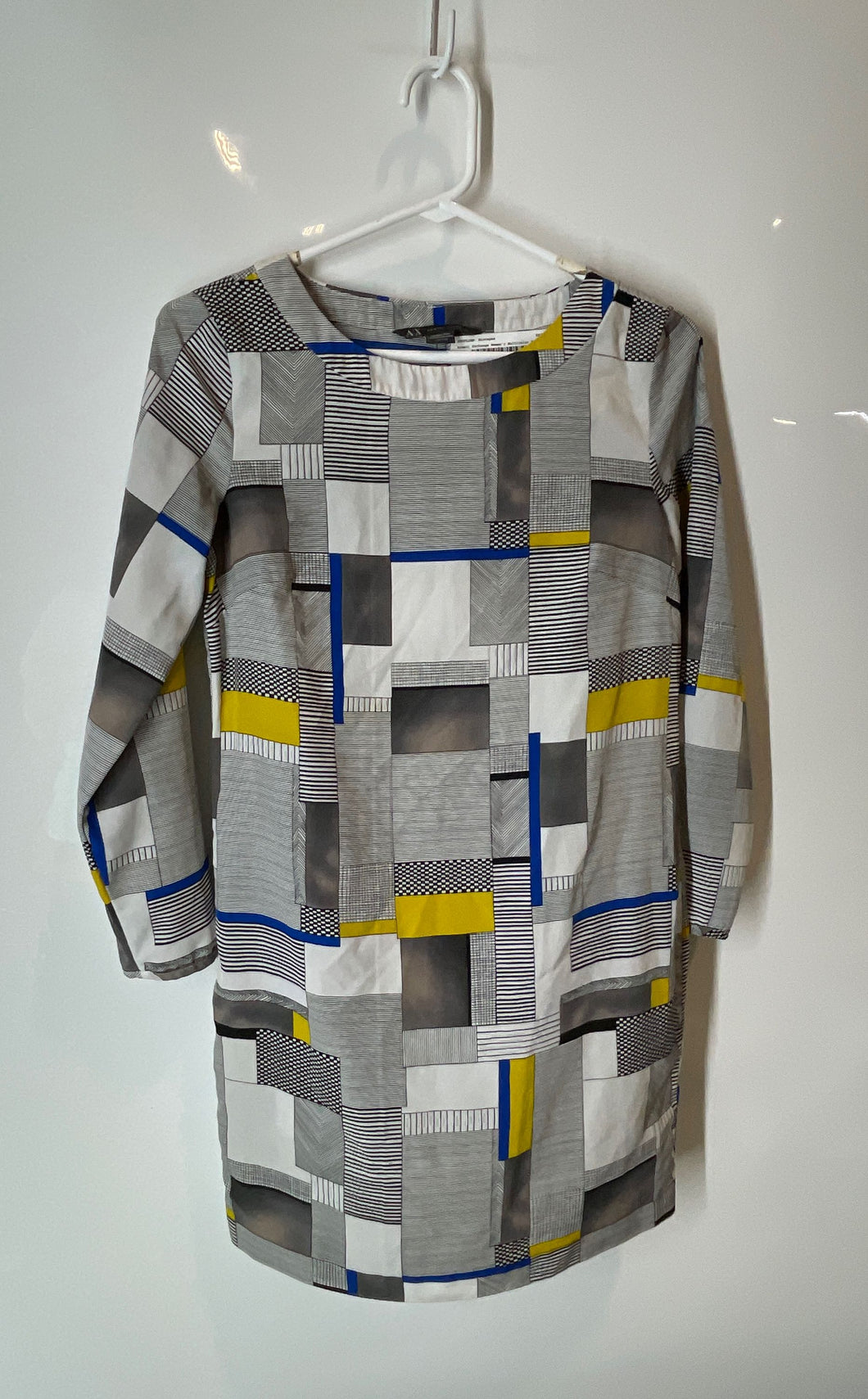 Armani Exchange Womens Multicolor Geometric Long Sleeve Shift Dress Size XXS