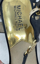 Load image into Gallery viewer, Michael Kors Womens Black Leather Ankle Strap High Platform Heels Shoes Size 8M

