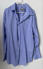 Load image into Gallery viewer, Kenneth Cole Reaction Mens Blue Striped Long Sleeve Dress Shirt Size XL 17-17.5
