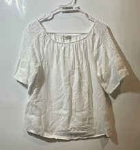 Load image into Gallery viewer, Terzo Millennio Womens White Round Neck Short Sleeve Pullover Blouse Top Size S
